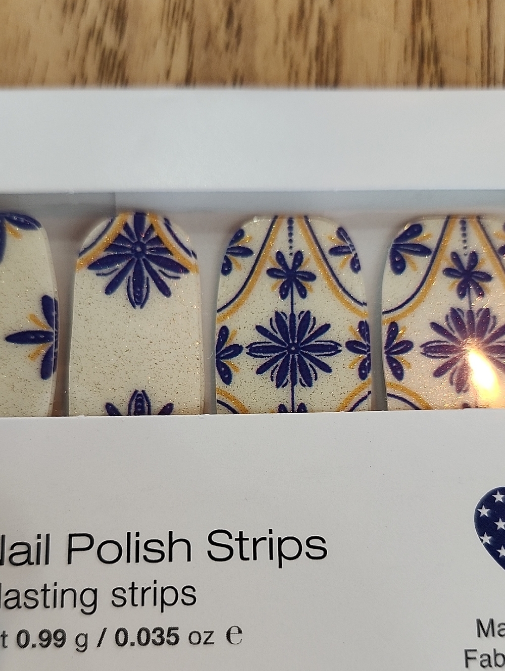💅B2G1 👉*NWT* COLOR STREET "STAY A TILE" 100% NAIL POLISH STRIPS ~BLUE & GOLD